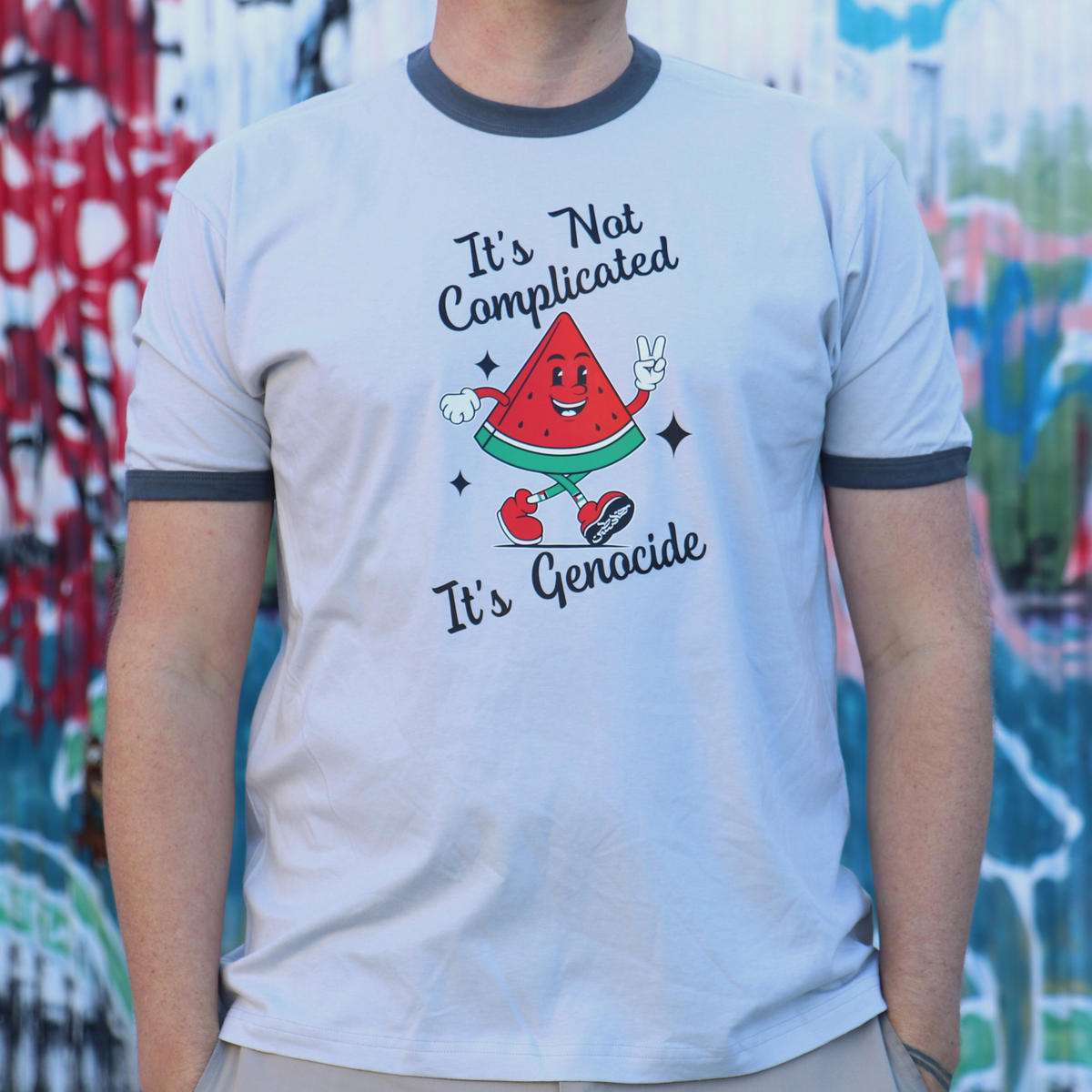 It's Not Complicated Melon Man - Retro Ringer T-shirt (Men)